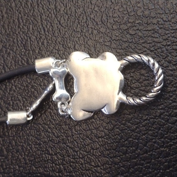 Puppy Dog Silver Pendant Black Rubber 27 inch Unique Necklace Boho - Picture 3 of 3